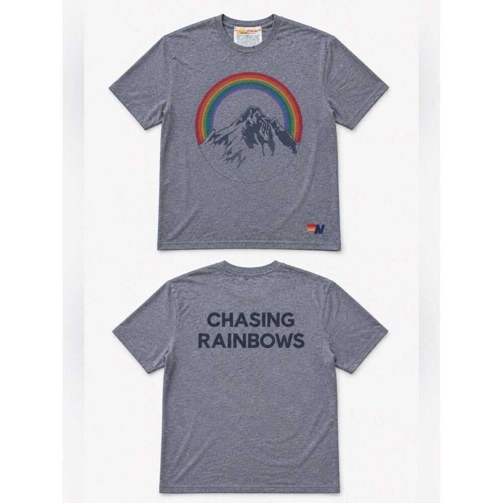 Rare Aviator Nation Gray Chasing Rainbows Mountain Tee